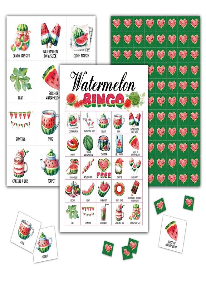 KFNER Watermelon Bingo Games - Summer Bingo Card - 24 Players Bingo Game Set for Adult Family Friends - Indoor Outdoor Activities - Fruit Themed Birthday Party Favors Supplies -C08 - Image 1